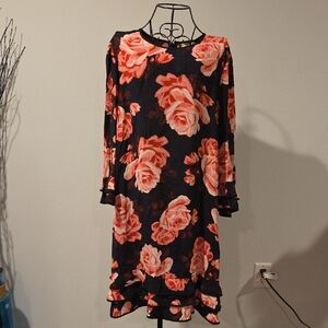 kate spade Black Dress with Coral Floral Print